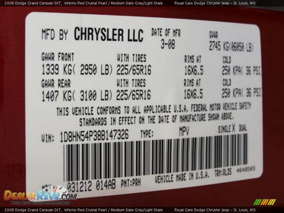 2008 Dodge Grand Caravan SXT Inferno Red Crystal Pearl / Medium Slate Gray/Light Shale Photo #16
