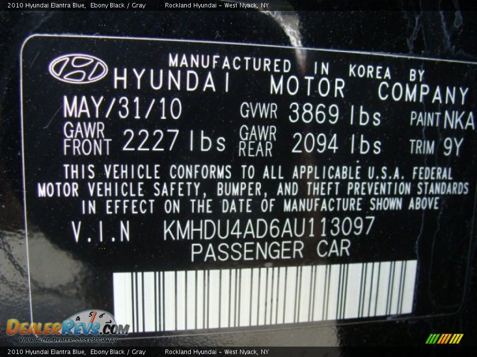 2010 Hyundai Elantra Blue Ebony Black / Gray Photo #27