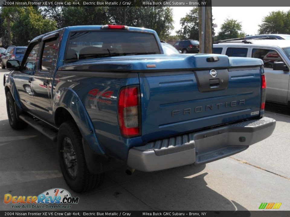 2004 Nissan Frontier XE V6 Crew Cab 4x4 Electric Blue Metallic / Gray Photo #7
