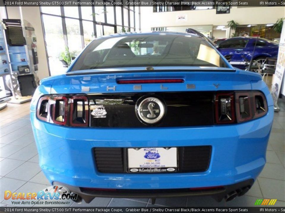 2014 Ford Mustang Shelby GT500 SVT Performance Package Coupe Grabber Blue / Shelby Charcoal Black/Black Accents Recaro Sport Seats Photo #3