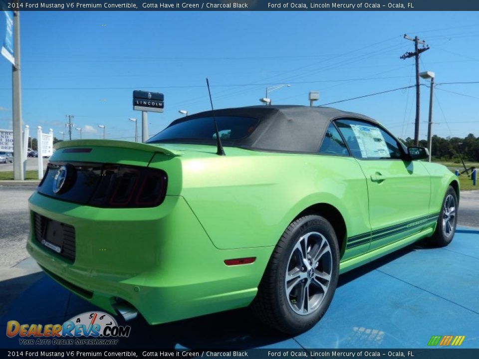2014 Ford Mustang V6 Premium Convertible Gotta Have it Green / Charcoal Black Photo #3