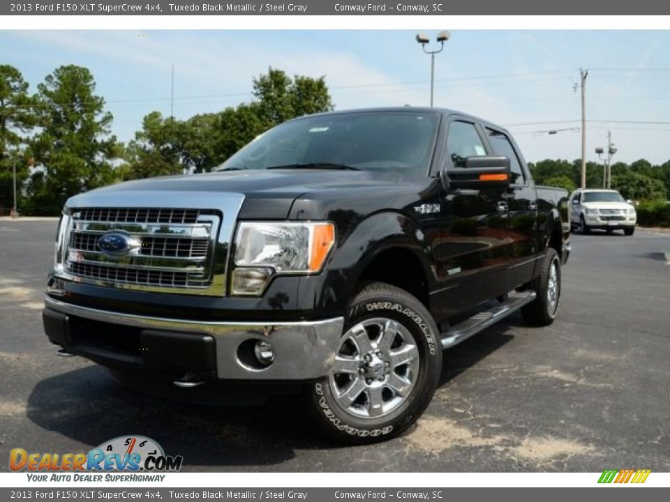 2013 Ford F150 XLT SuperCrew 4x4 Tuxedo Black Metallic / Steel Gray Photo #1