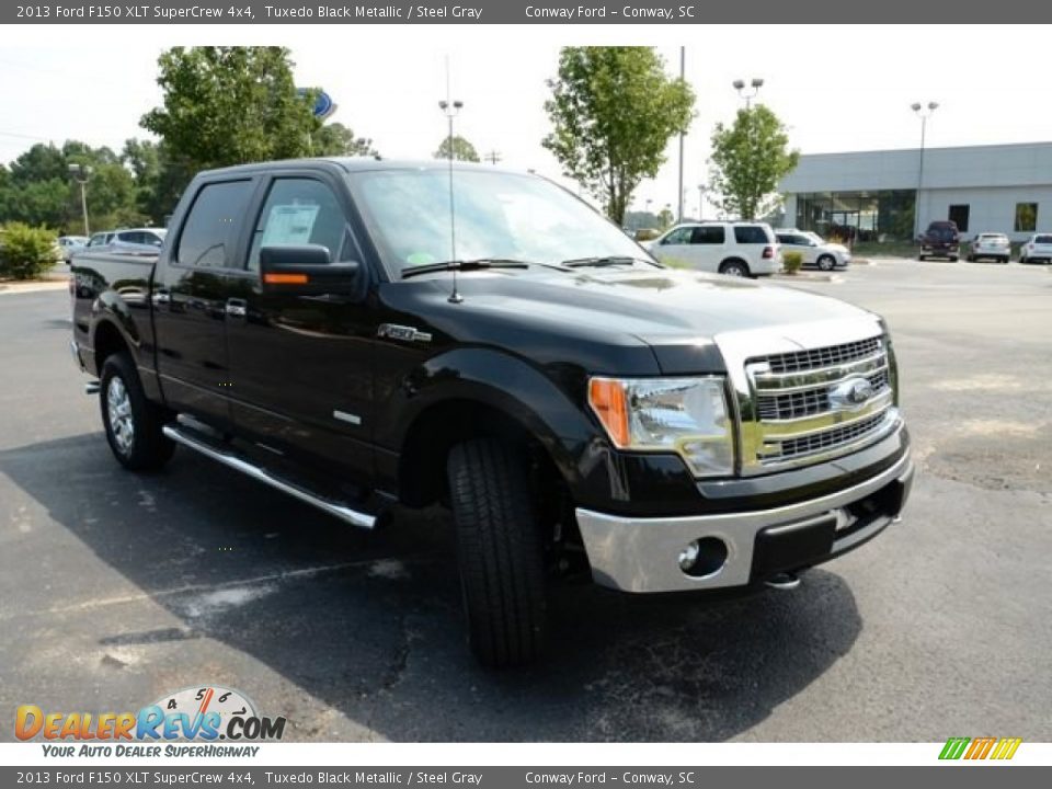 2013 Ford F150 XLT SuperCrew 4x4 Tuxedo Black Metallic / Steel Gray Photo #3