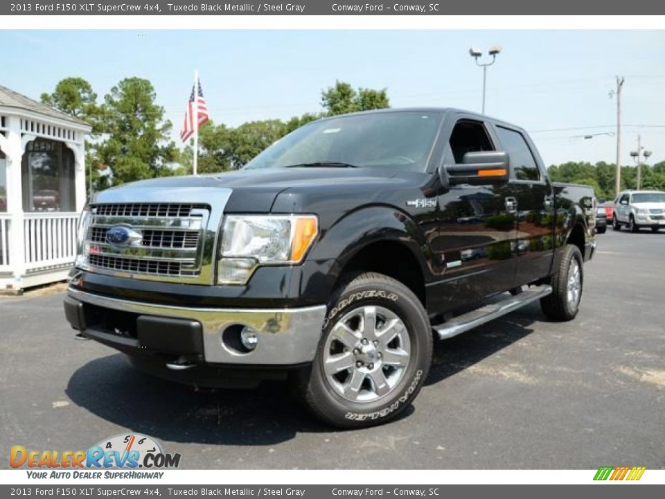 2013 Ford F150 XLT SuperCrew 4x4 Tuxedo Black Metallic / Steel Gray Photo #1