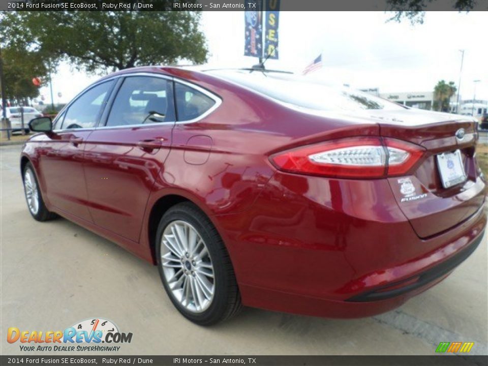 2014 Ford Fusion SE EcoBoost Ruby Red / Dune Photo #3