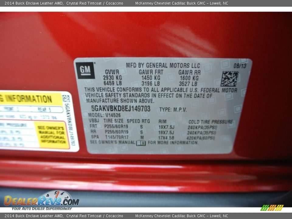 2014 Buick Enclave Leather AWD Crystal Red Tintcoat / Cocaccino Photo #7