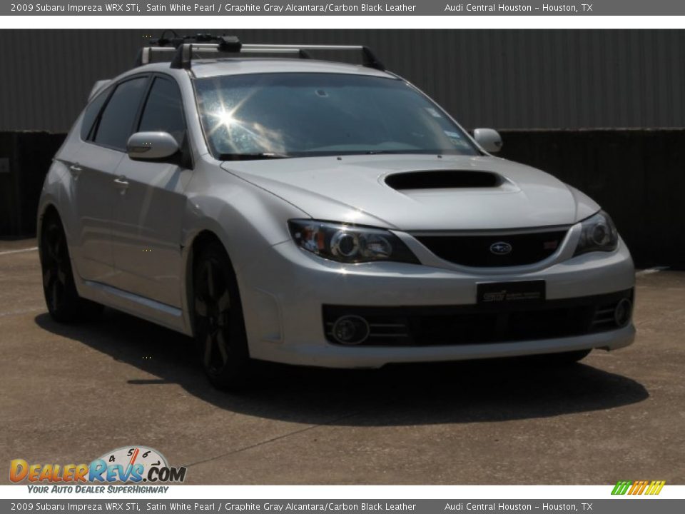 2009 Subaru Impreza WRX STi Satin White Pearl / Graphite Gray Alcantara/Carbon Black Leather Photo #1