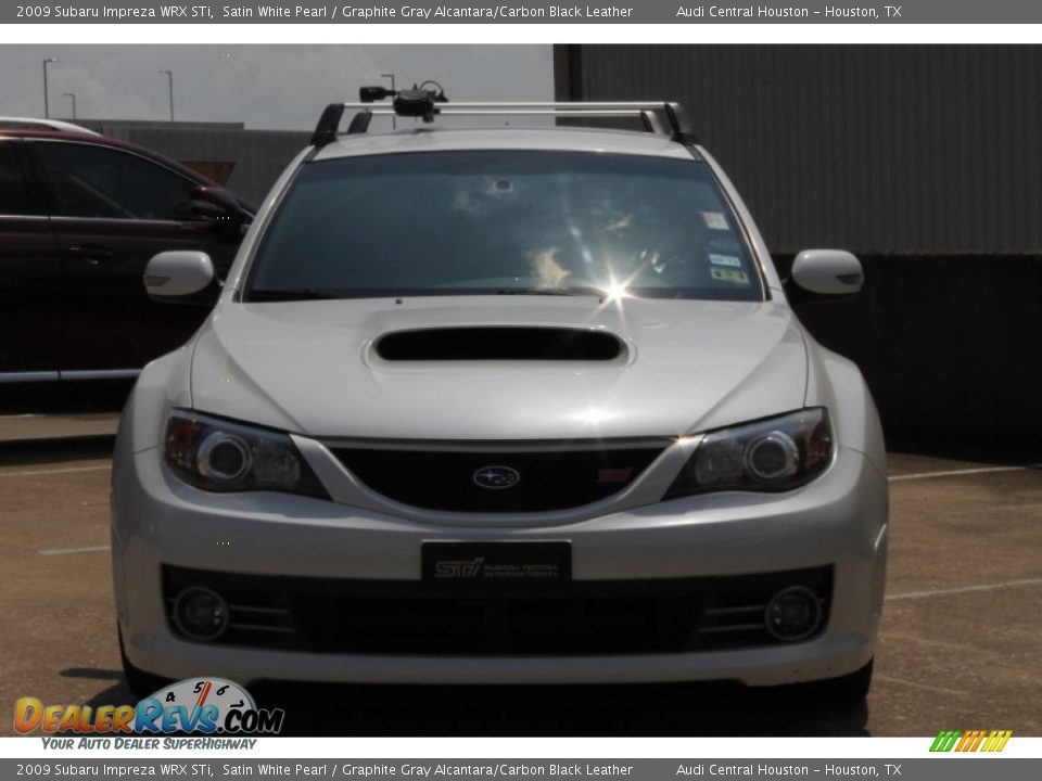 2009 Subaru Impreza WRX STi Satin White Pearl / Graphite Gray Alcantara/Carbon Black Leather Photo #2