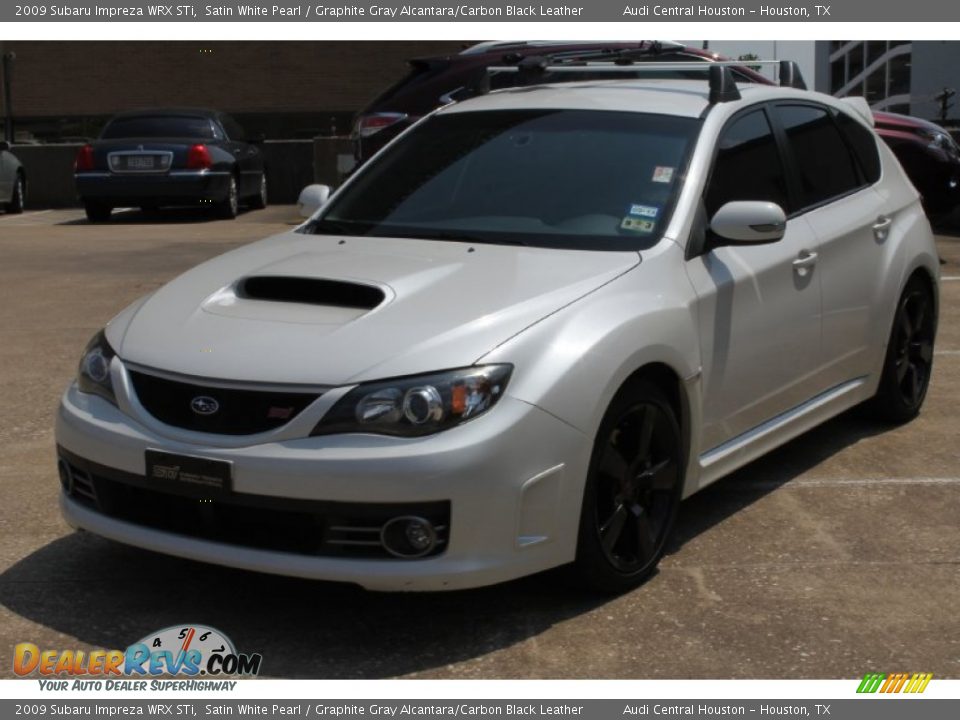 2009 Subaru Impreza WRX STi Satin White Pearl / Graphite Gray Alcantara/Carbon Black Leather Photo #3