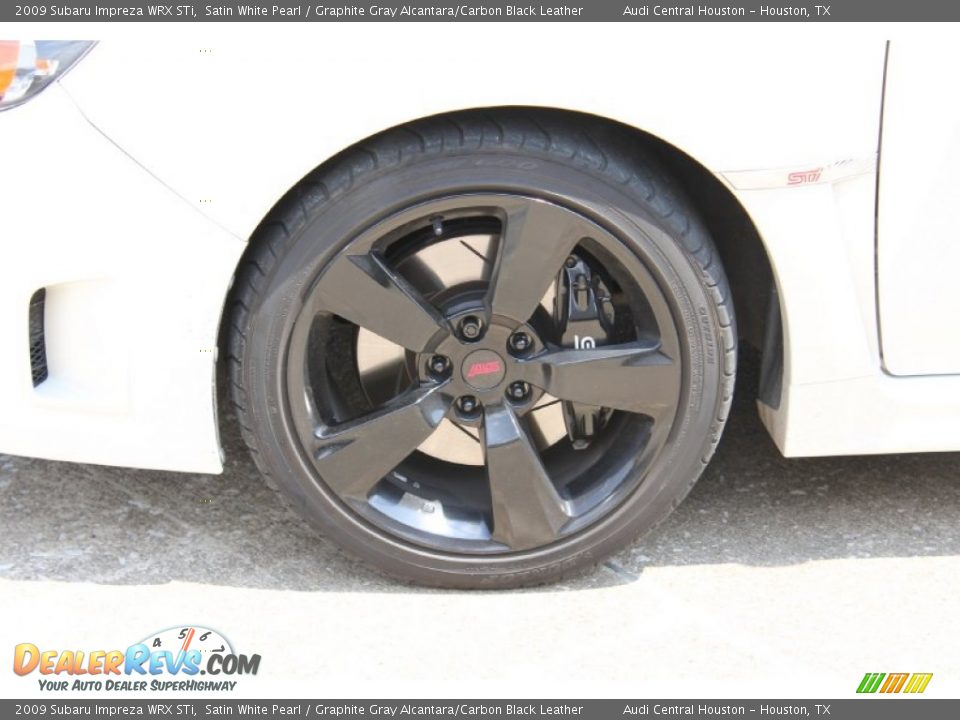 2009 Subaru Impreza WRX STi Satin White Pearl / Graphite Gray Alcantara/Carbon Black Leather Photo #4