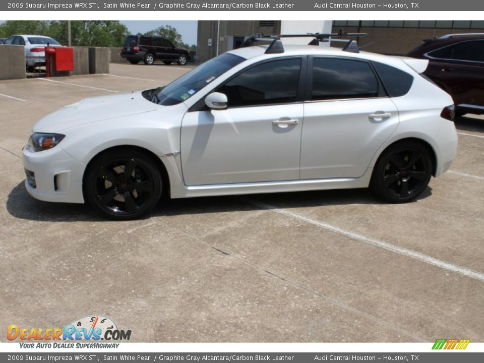 2009 Subaru Impreza WRX STi Satin White Pearl / Graphite Gray Alcantara/Carbon Black Leather Photo #5