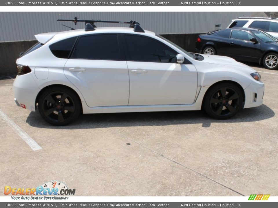 2009 Subaru Impreza WRX STi Satin White Pearl / Graphite Gray Alcantara/Carbon Black Leather Photo #9