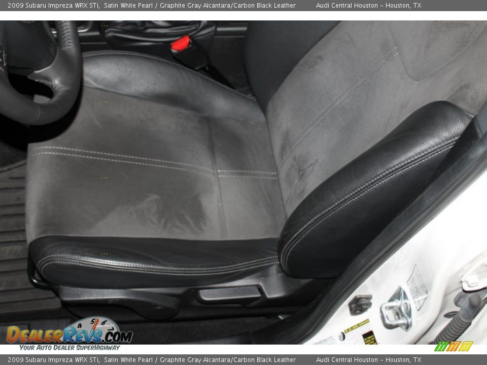 2009 Subaru Impreza WRX STi Satin White Pearl / Graphite Gray Alcantara/Carbon Black Leather Photo #11