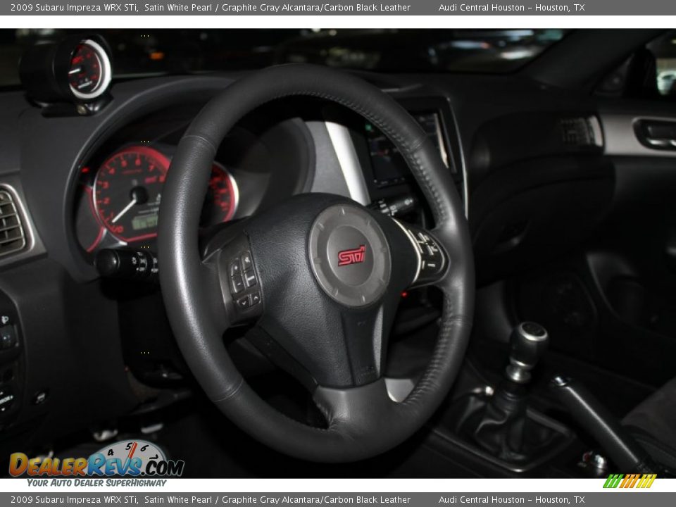 2009 Subaru Impreza WRX STi Satin White Pearl / Graphite Gray Alcantara/Carbon Black Leather Photo #12