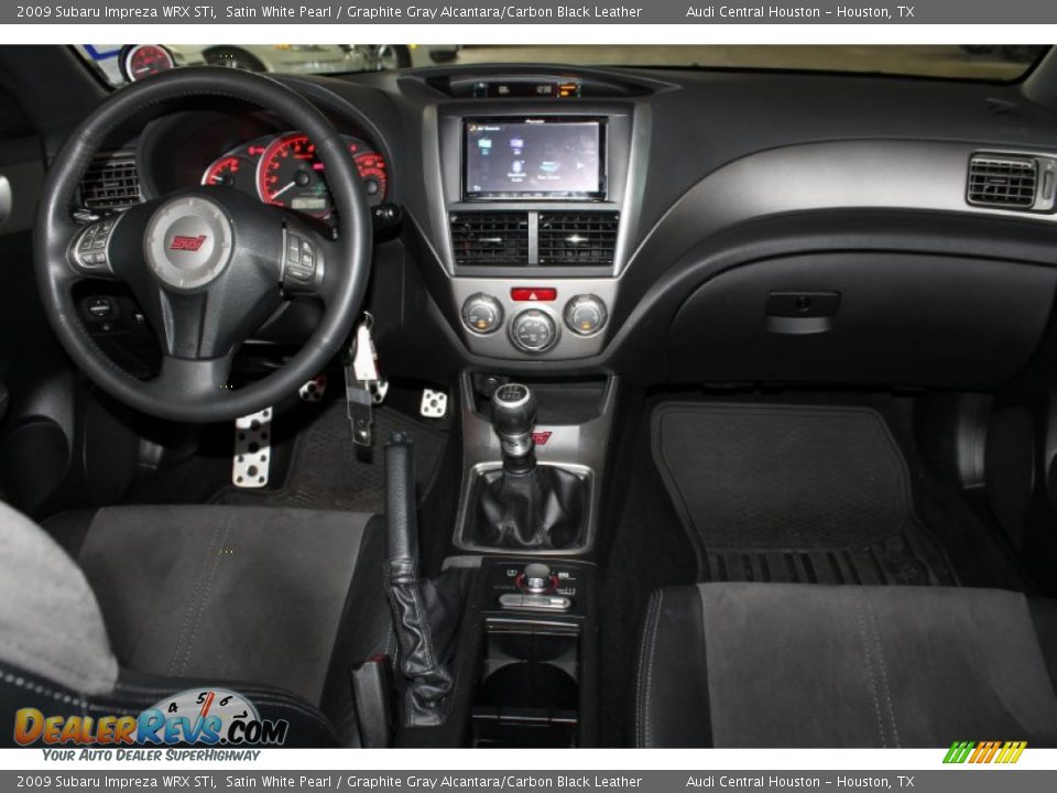 2009 Subaru Impreza WRX STi Satin White Pearl / Graphite Gray Alcantara/Carbon Black Leather Photo #25