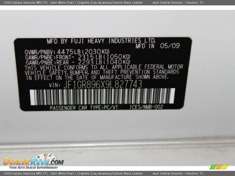 2009 Subaru Impreza WRX STi Satin White Pearl / Graphite Gray Alcantara/Carbon Black Leather Photo #33