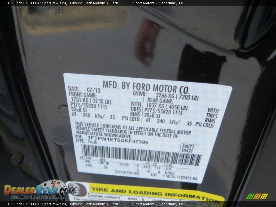 2013 Ford F150 FX4 SuperCrew 4x4 Tuxedo Black Metallic / Black Photo #31