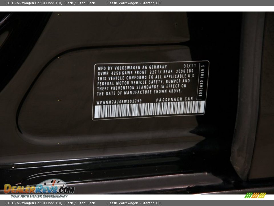 2011 Volkswagen Golf 4 Door TDI Black / Titan Black Photo #23
