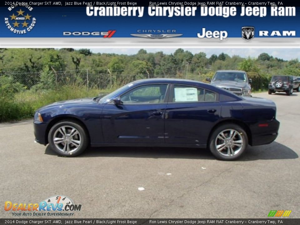 2014 Dodge Charger SXT AWD Jazz Blue Pearl / Black/Light Frost Beige Photo #1