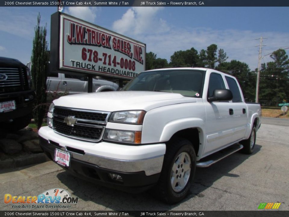 2006 Chevrolet Silverado 1500 LT Crew Cab 4x4 Summit White / Tan Photo #1