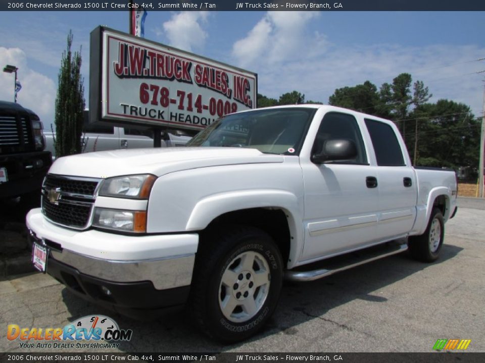 2006 Chevrolet Silverado 1500 LT Crew Cab 4x4 Summit White / Tan Photo #2