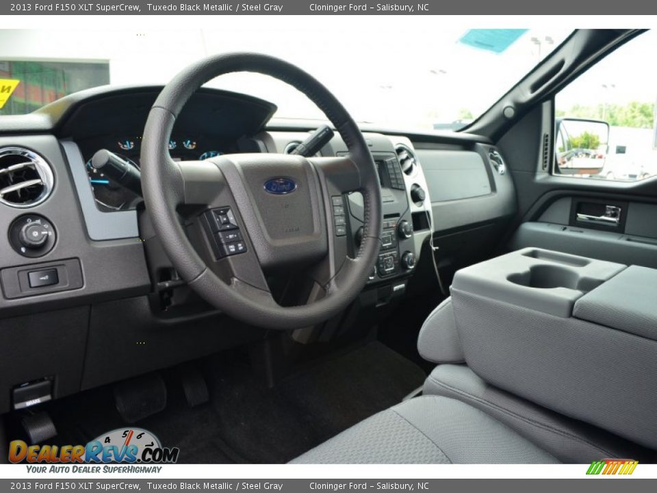 2013 Ford F150 XLT SuperCrew Tuxedo Black Metallic / Steel Gray Photo #6