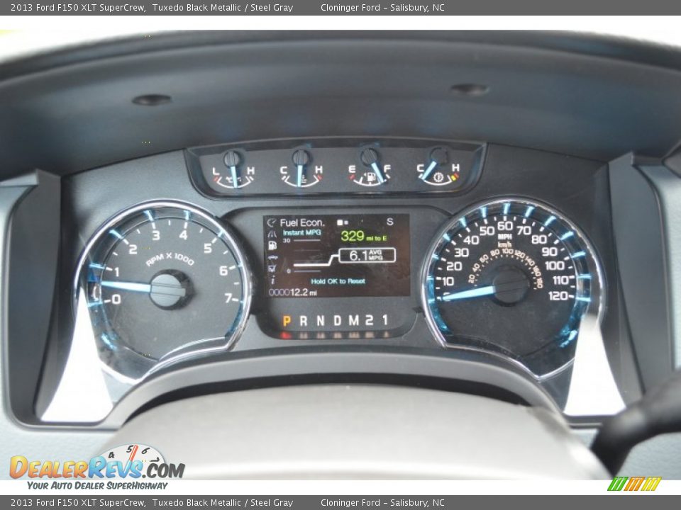 2013 Ford F150 XLT SuperCrew Tuxedo Black Metallic / Steel Gray Photo #17