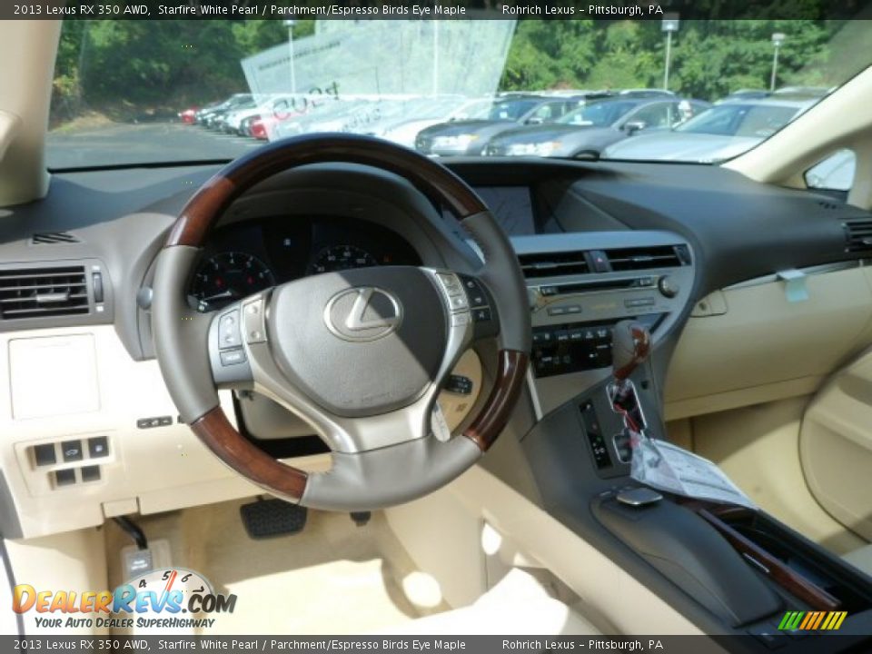 2013 Lexus RX 350 AWD Starfire White Pearl / Parchment/Espresso Birds Eye Maple Photo #12