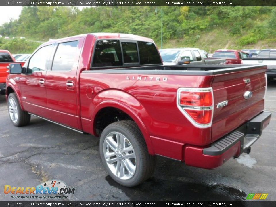 2013 Ford F150 Limited SuperCrew 4x4 Ruby Red Metallic / Limited Unique Red Leather Photo #4