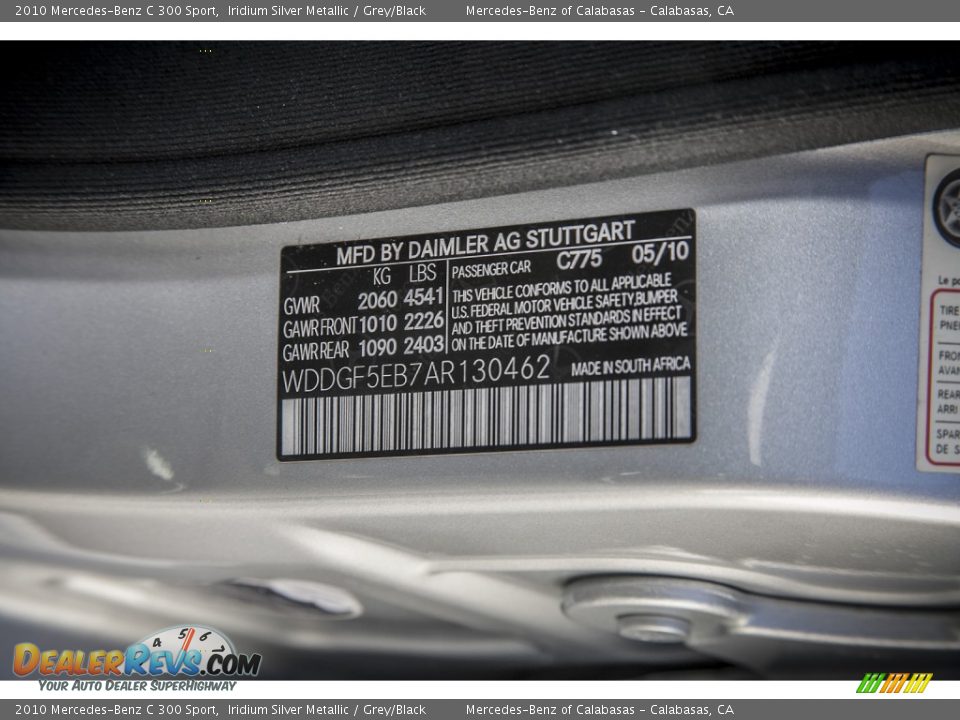 2010 Mercedes-Benz C 300 Sport Iridium Silver Metallic / Grey/Black Photo #20