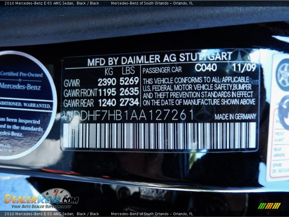 2010 Mercedes-Benz E 63 AMG Sedan Black / Black Photo #30