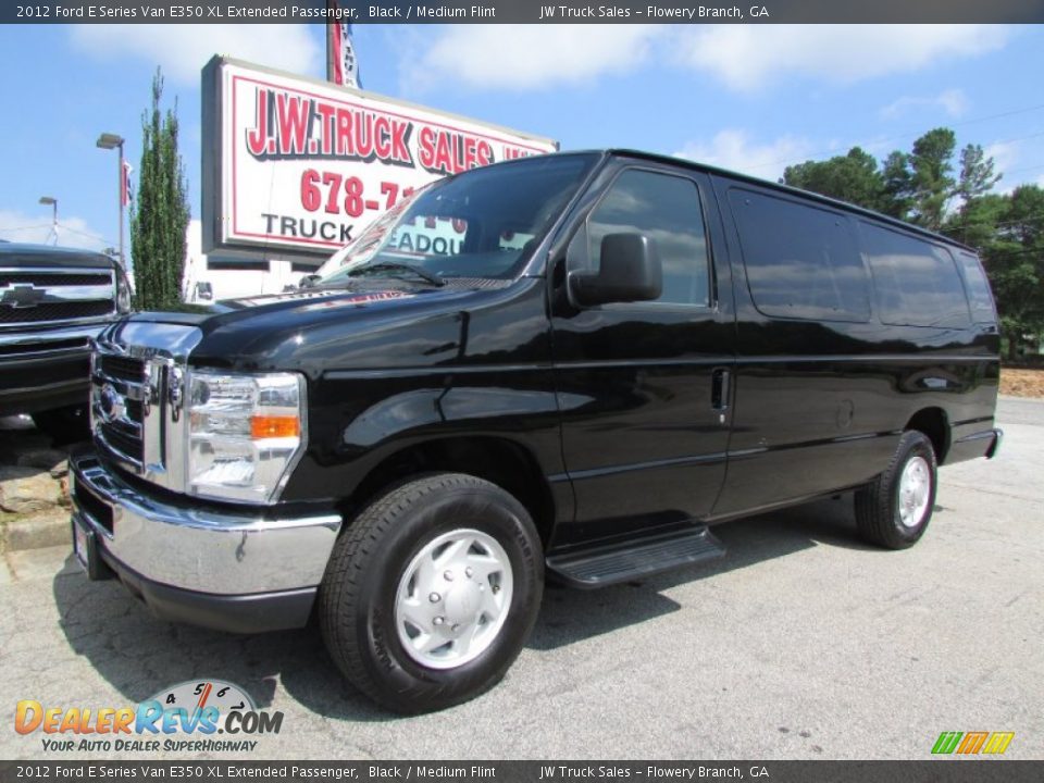 2012 Ford E Series Van E350 XL Extended Passenger Black / Medium Flint Photo #2