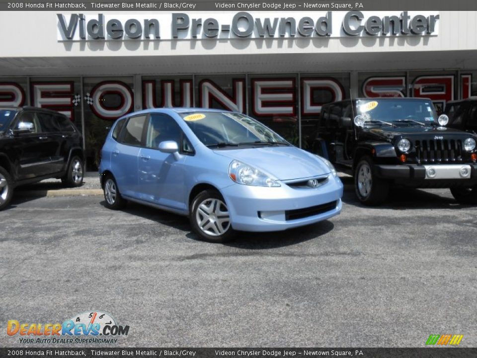 2008 Honda Fit Hatchback Tidewater Blue Metallic / Black/Grey Photo #1