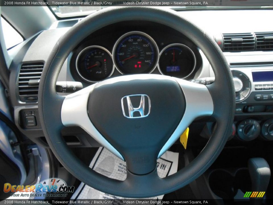 2008 Honda Fit Hatchback Tidewater Blue Metallic / Black/Grey Photo #24