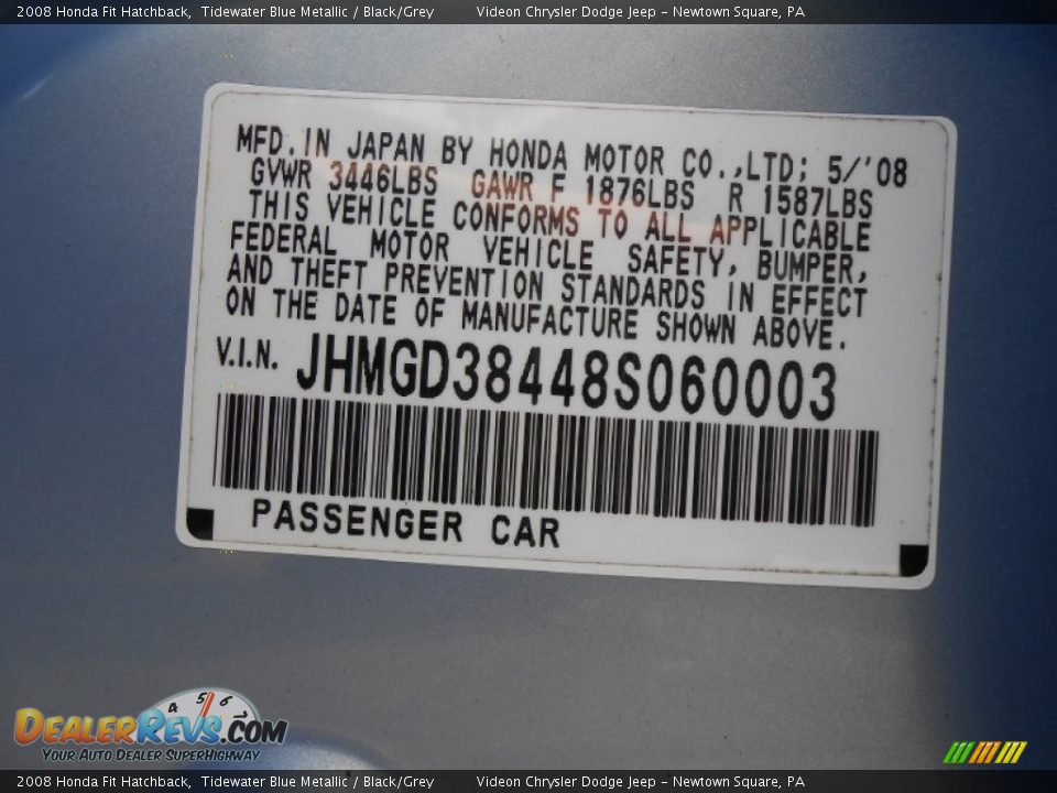 2008 Honda Fit Hatchback Tidewater Blue Metallic / Black/Grey Photo #26