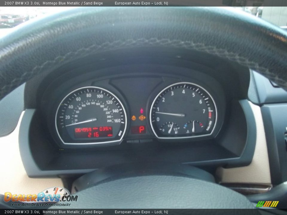 2007 BMW X3 3.0si Montego Blue Metallic / Sand Beige Photo #28