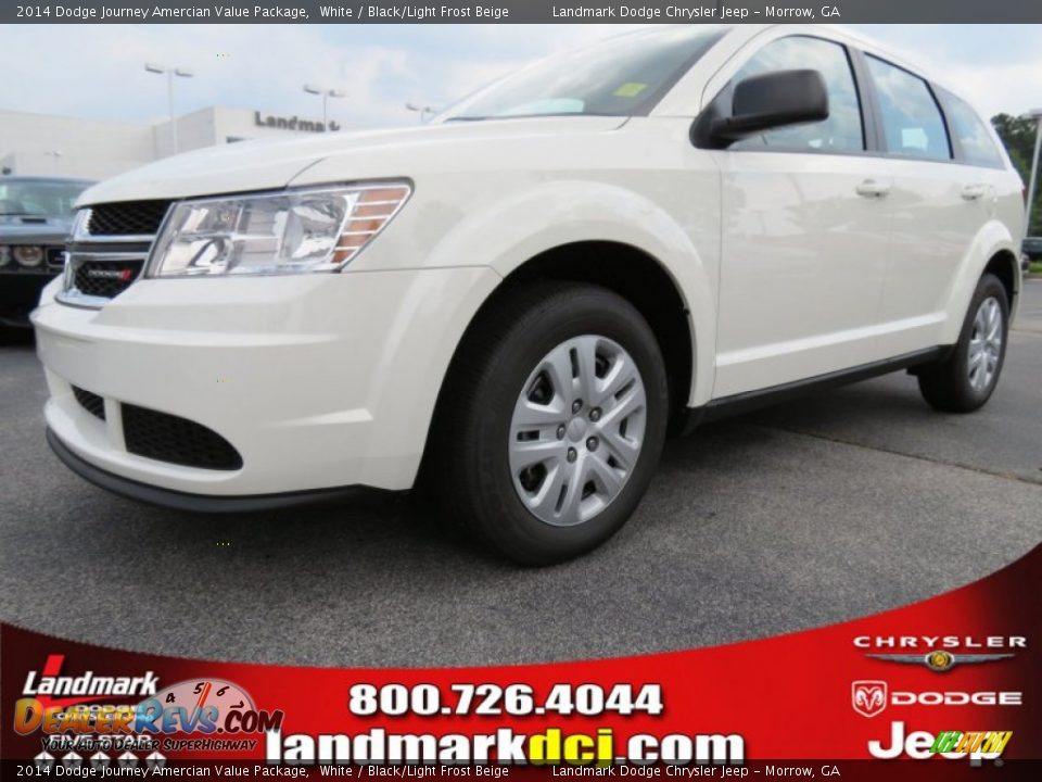 2014 Dodge Journey Amercian Value Package White / Black/Light Frost Beige Photo #1