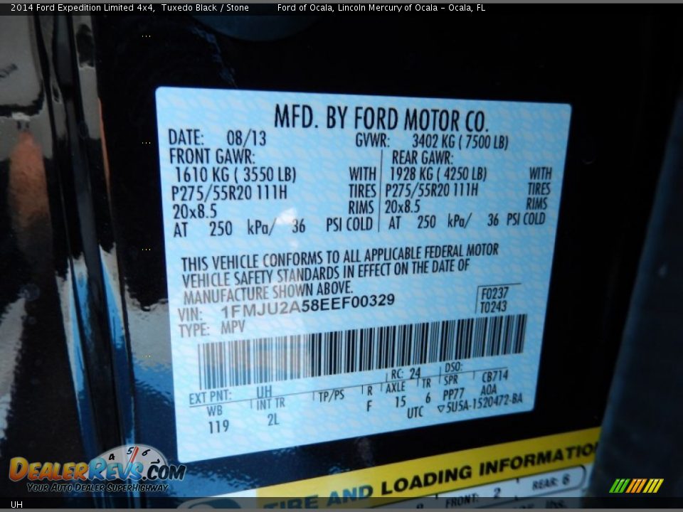 Ford Color Code UH Tuxedo Black