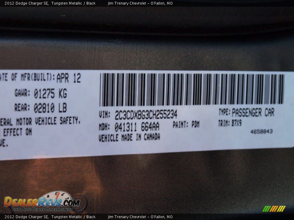 2012 Dodge Charger SE Tungsten Metallic / Black Photo #17