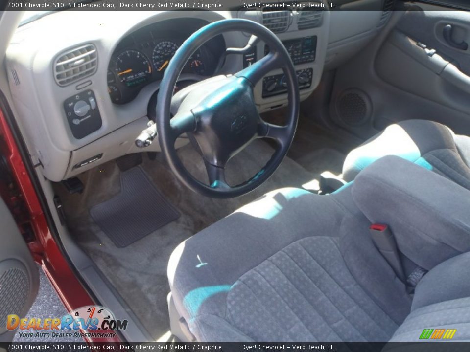 2001 Chevrolet S10 LS Extended Cab Dark Cherry Red Metallic / Graphite Photo #11