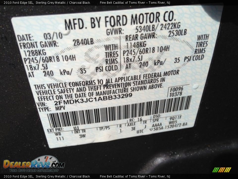 2010 Ford Edge SEL Sterling Grey Metallic / Charcoal Black Photo #12