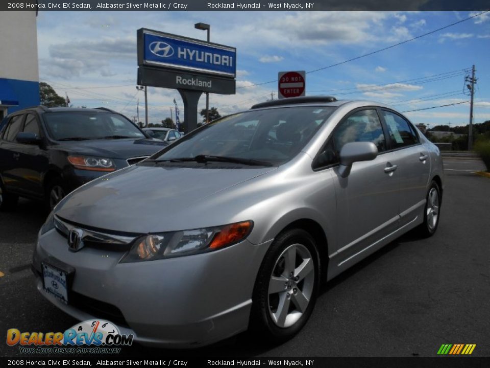 2008 Honda Civic EX Sedan Alabaster Silver Metallic / Gray Photo #1