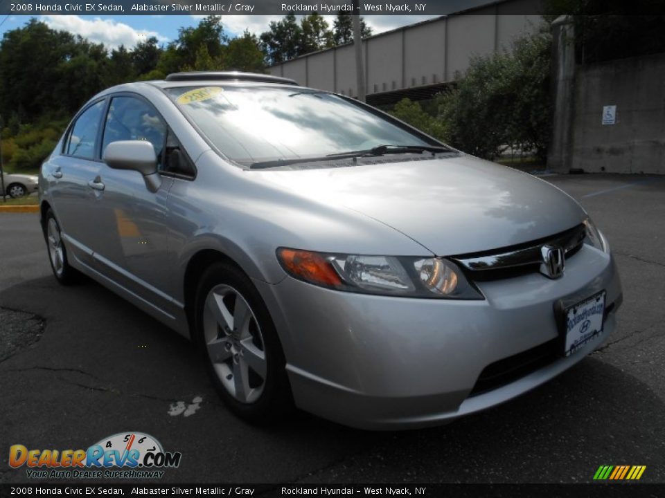 2008 Honda Civic EX Sedan Alabaster Silver Metallic / Gray Photo #3