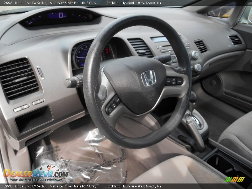 2008 Honda Civic EX Sedan Alabaster Silver Metallic / Gray Photo #9
