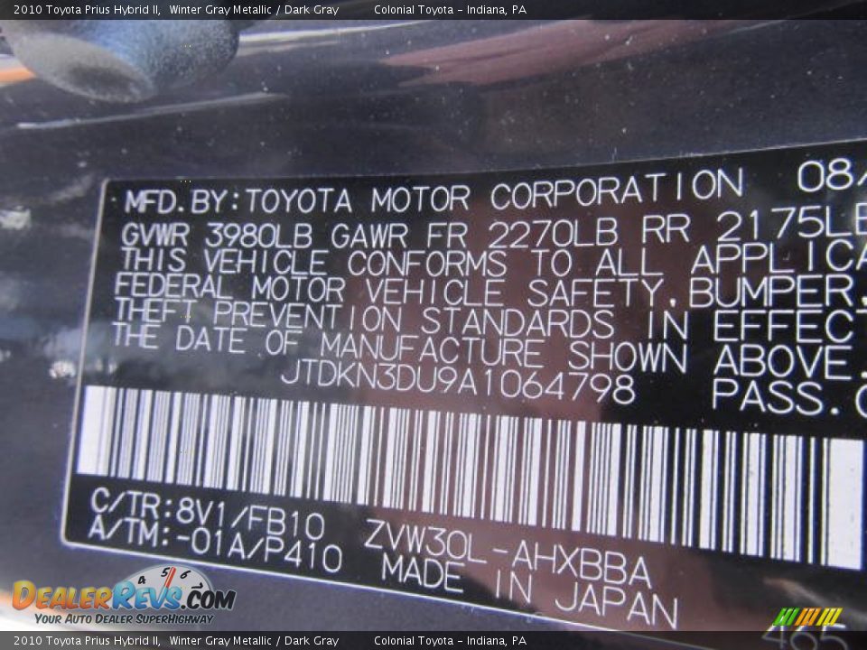 2010 Toyota Prius Hybrid II Winter Gray Metallic / Dark Gray Photo #19