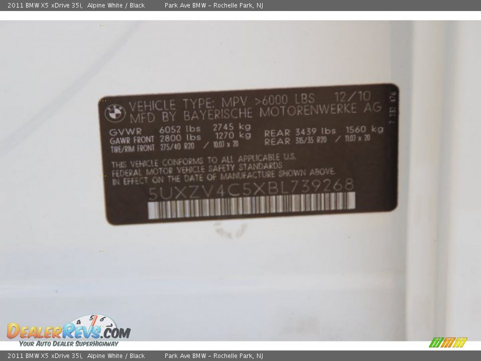 2011 BMW X5 xDrive 35i Alpine White / Black Photo #34