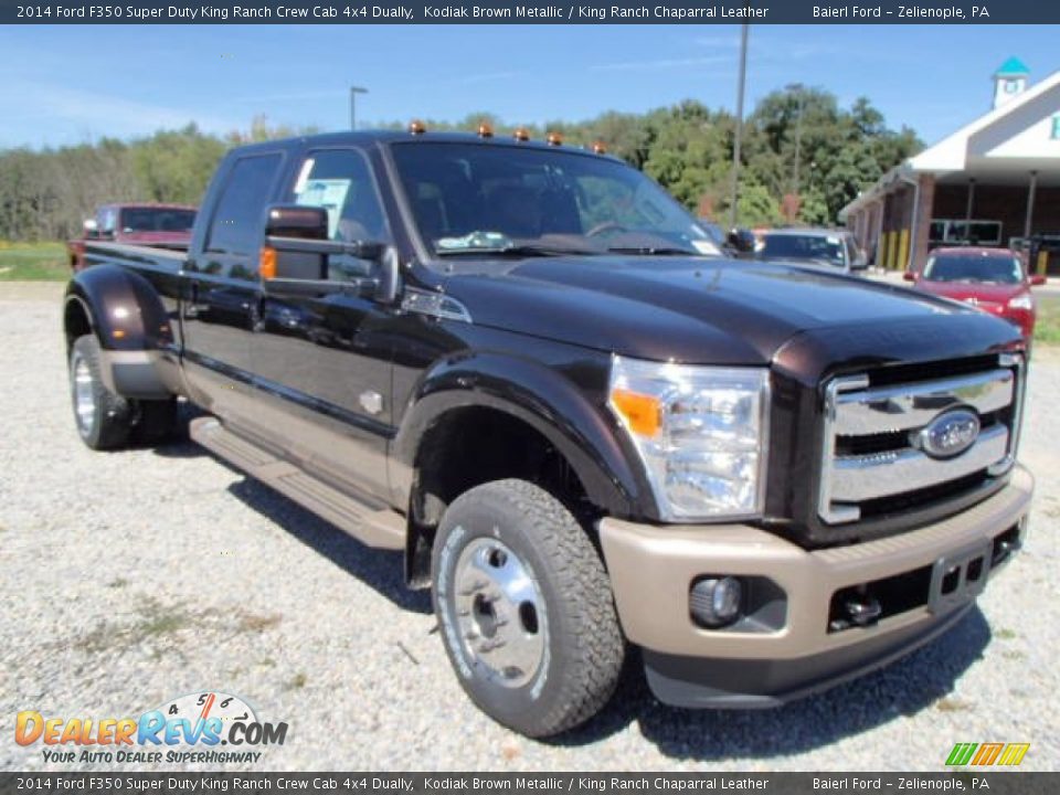 Front 3/4 View of 2014 Ford F350 Super Duty King Ranch Crew Cab 4x4 Dually Photo #2