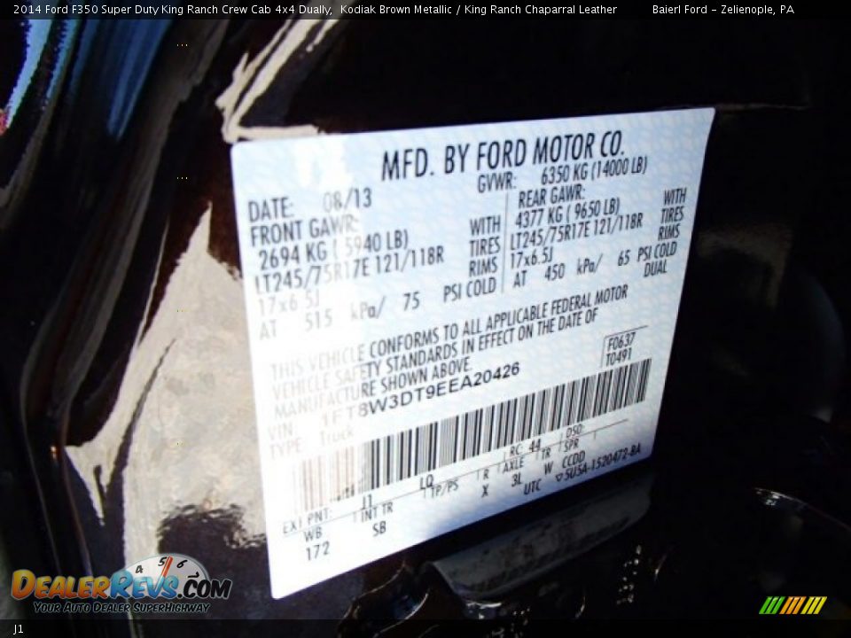 Ford Color Code J1 Kodiak Brown Metallic