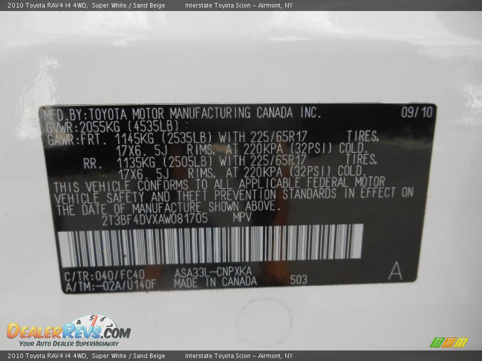 2010 Toyota RAV4 I4 4WD Super White / Sand Beige Photo #26