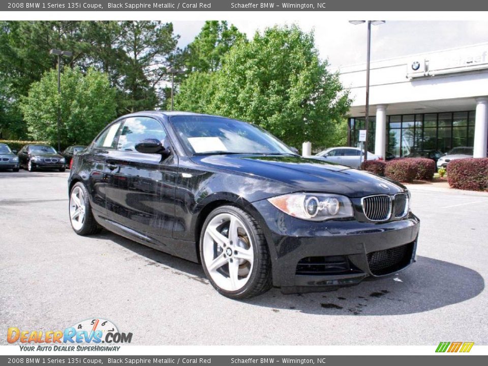 2008 BMW 1 Series 135i Coupe Black Sapphire Metallic / Coral Red Photo #1